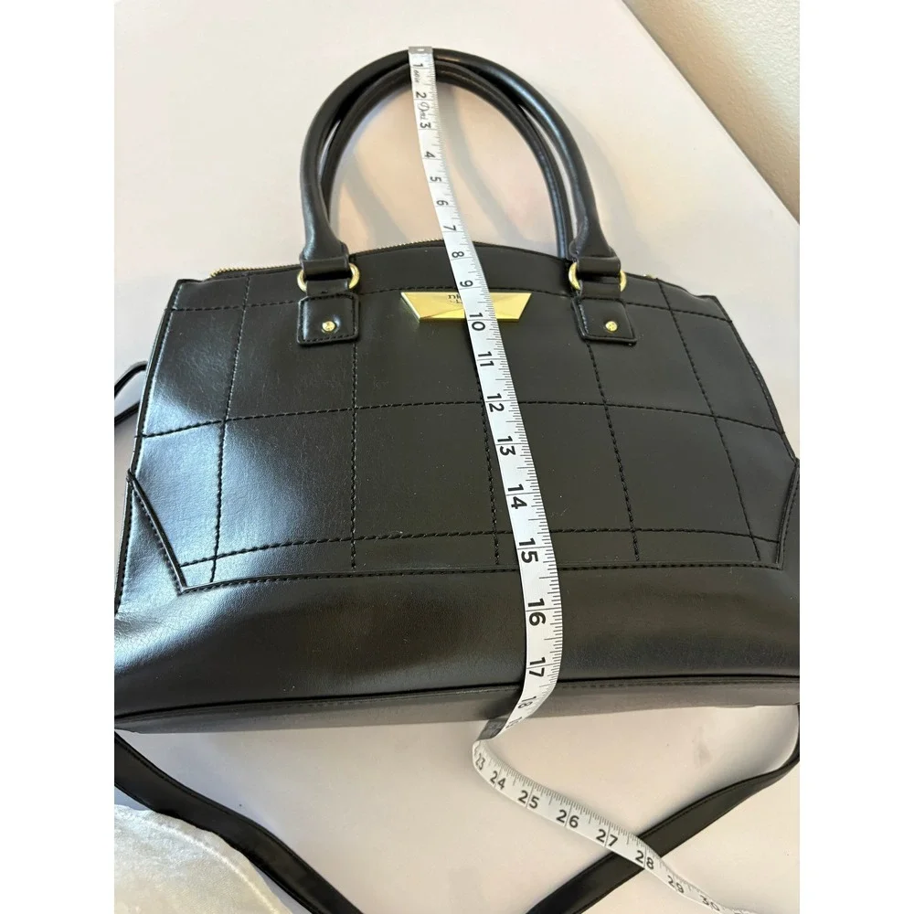 Nicole by Nicole Miller New York Black Quilted Satchel Crossbody Bag Minimalist
